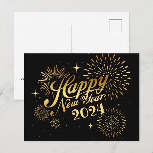 Happy New Year Briefkaart (Voorkant / Achterkant)