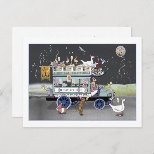 Happy New Year Briefkaart (Voorkant / Achterkant)