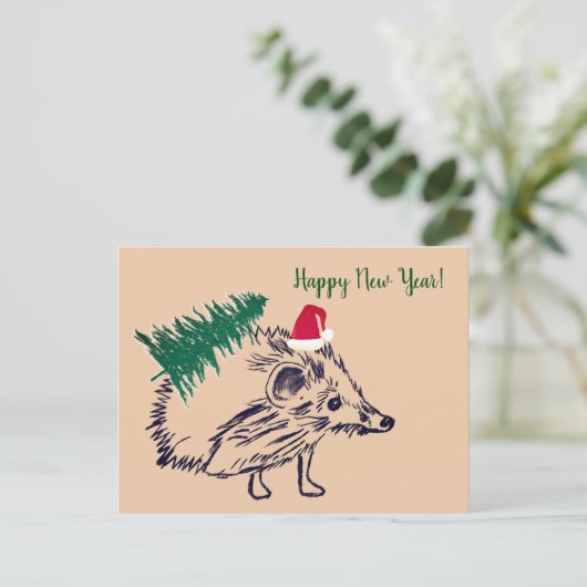 Happy New Year Briefkaart Egel (Staand voorkant)