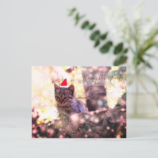 Happy New Year Briefkaart Kitten (Staand voorkant)