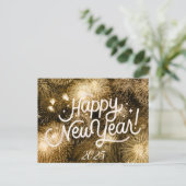 HAPPY NEW YEAR BRIEFKAART MET GOUDEN DETAILS (Staand voorkant)