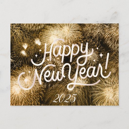 HAPPY NEW YEAR BRIEFKAART MET GOUDEN DETAILS (Voorkant)
