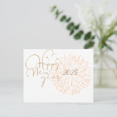 HAPPY NEW YEAR BRIEFKAART MET GOUDEN DETAILS (Staand voorkant)