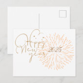 HAPPY NEW YEAR BRIEFKAART MET GOUDEN DETAILS (Voorkant / Achterkant)