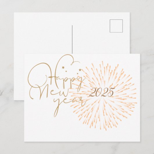 HAPPY NEW YEAR BRIEFKAART MET GOUDEN DETAILS (Voorkant / Achterkant)