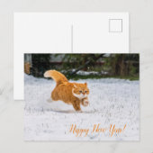 Happy New Year Briefkaart van Cute Ginger Cat (Voorkant / Achterkant)