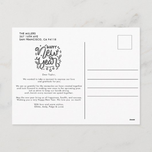 Happy New Year Briefkaarten (Achterkant)