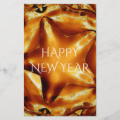 Happy New Year Brown Gold Copper Elegant Star Briefpapier (Voorkant)