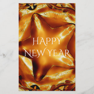 Happy New Year Brown Gold Copper Elegant Star Briefpapier
