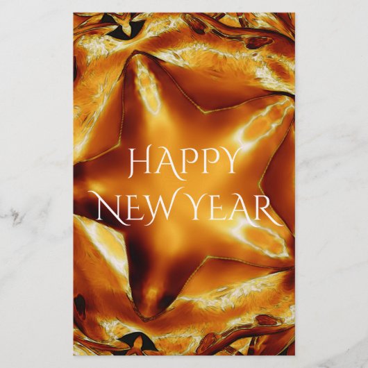 Happy New Year Brown Gold Copper Elegant Star Briefpapier (Voorkant)
