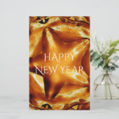 Happy New Year Brown Gold Copper Elegant Star Briefpapier (Staand voorkant)