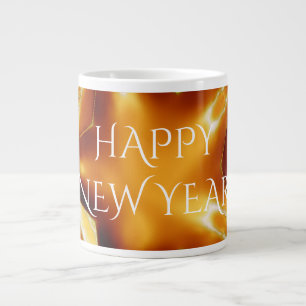 Happy New Year Brown Gold Copper Elegant Star Grote Koffiekop