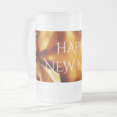 Happy New Year Brown Gold Copper Elegant Star Matglas Bierpul (Voorkant links)