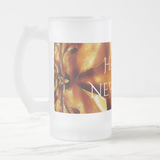 Happy New Year Brown Gold Copper Elegant Star Matglas Bierpul (Links)