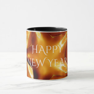 Happy New Year Brown Gold Copper Elegant Star Mok
