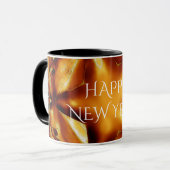 Happy New Year Brown Gold Copper Elegant Star Mok (Voorkant links)