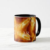 Happy New Year Brown Gold Copper Elegant Star Mok (Voorkant rechts)