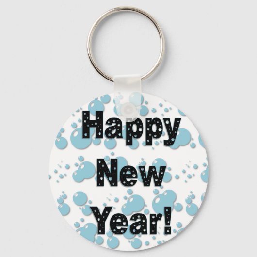 Happy New Year Bubbles Sleutelhanger (Voorkant)
