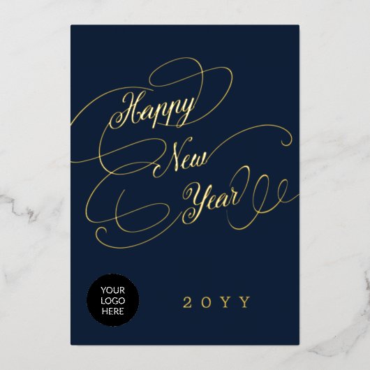 Happy New Year Business Business logo Gold Folie Feestdagenkaart (Voorkant)