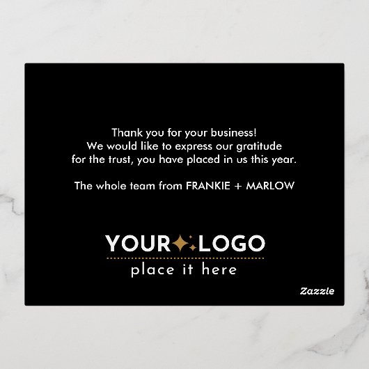 Happy New Year Business Logo Black Gold Folie Feestdagen Briefkaart (Achterkant)