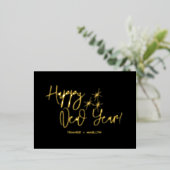 Happy New Year Business Logo Black Gold Folie Feestdagen Briefkaart (Staand Voorkant)