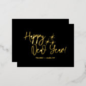 Happy New Year Business Logo Black Gold Folie Feestdagen Briefkaart (Voorkant / Achterkant)