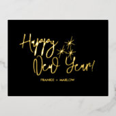 Happy New Year Business Logo Black Gold Folie Feestdagen Briefkaart (Voorkant)