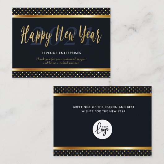 Happy New Year Business Logo Visitekaartje (Voorkant / Achterkant)