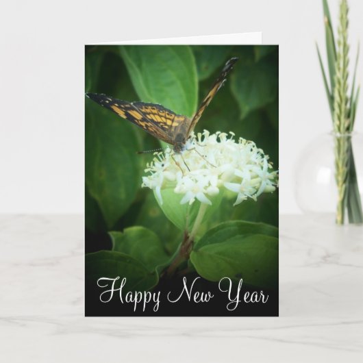 Happy New Year/ Butterfly Feestdagen Kaart (Voorkant)