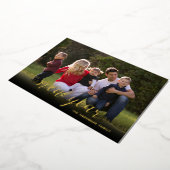 Happy New Year Calligrafie 1 Photo Gold Folie Feestdagenkaart (Gedraaid)