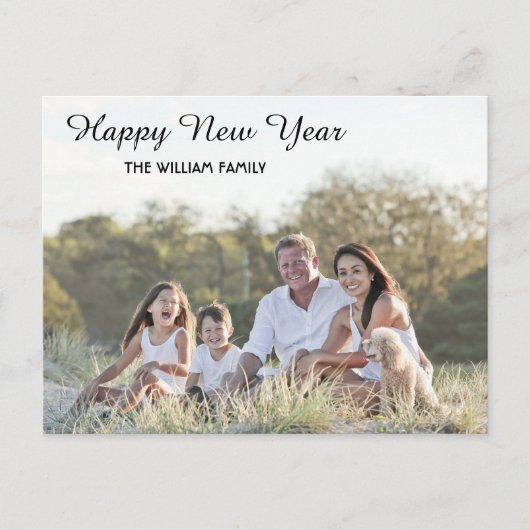 Happy New Year Calligraphy 2 Foto Feestdagenkaart (Voorkant)