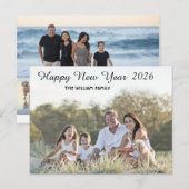 Happy New Year Calligraphy 2 Photo Feestdagenkaart (Voorkant / Achterkant)