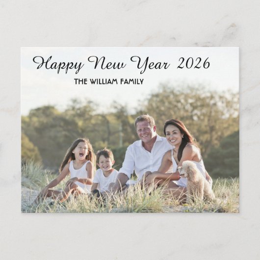 Happy New Year Calligraphy 2 Photo Feestdagenkaart (Voorkant)