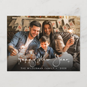 Happy New Year Calligraphy script Photo Briefkaart