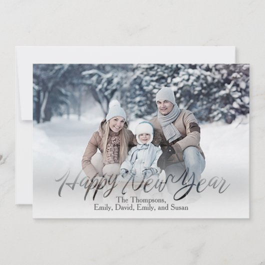 Happy New Year Calligraphy Script Simple 1 Photo Feestdagenkaart (Voorkant)