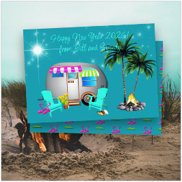 Happy New Year Camping Greeting Card Kaart