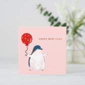 Happy new year card - De kleine pinguïn Feestdagenkaart (Staand voorkant)