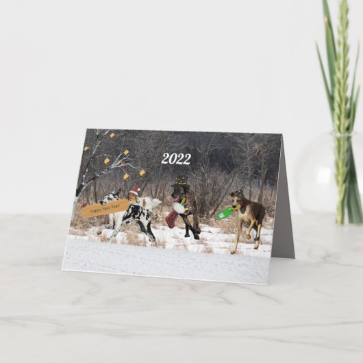 Happy New Year Card-honden Feestdagen Kaart (Voorkant)