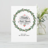 Happy New Year Card – Personalized Name or Family Feestdagenkaart (Staand voorkant)