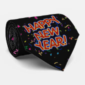 Happy New Year Cartoon Text w/Confetti Stropdas (Opgerold)