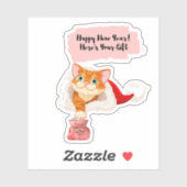 Happy New Year Cat 2023 Custom-Cut Vinyl Sticker (Vel)