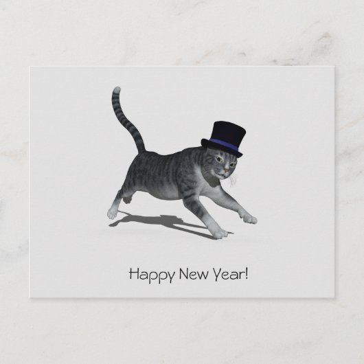 Happy New Year Cat Briefkaart (Voorkant)