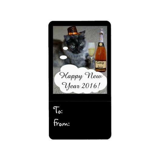 Happy New Year (cat)-label van RoseWrites Etiket (Voorkant)