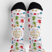 Happy New Year Cats Pattern Crew Socks Sokken (Top)