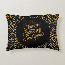 Happy New Year Celebrate,Gold Pixels Pattern,  Accent Kussen