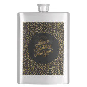 Happy New Year Celebrate,Gold Pixels Pattern,Black Flacon (Voorkant)