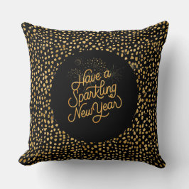 Happy New Year Celebrate,Gold Pixels Pattern Kussen