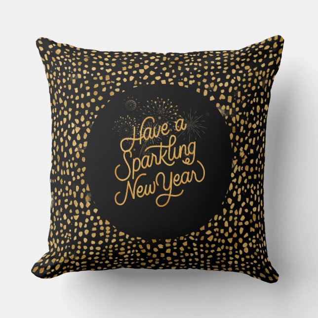 Happy New Year Celebrate,Gold Pixels Pattern Kussen (Voorkant)