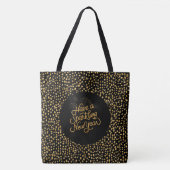 Happy New Year Celebrate,Gold Pixels Pattern Tote Bag (Voorkant)
