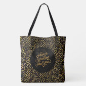 Happy New Year Celebrate,Gold Pixels Pattern Tote Bag (Achterkant)